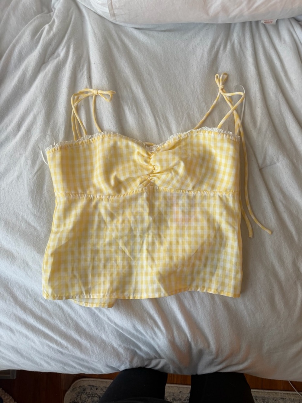 Edikted Yellow Gingham Tie-Strap Cami
